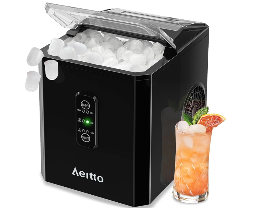 Aeitto Countertop Ice Maker, 26 lbs/Day, Self-Cleaning, Black