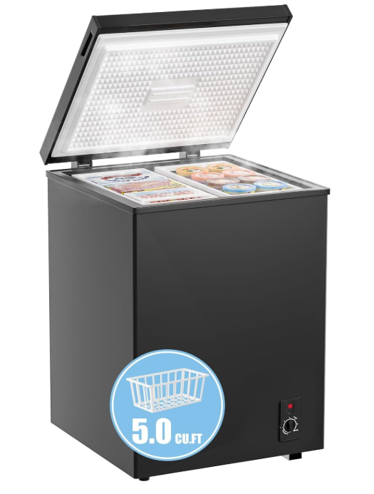 BODACIOUS 5.0 Cu.Ft Chest Freezer, Ultra Quiet, Black