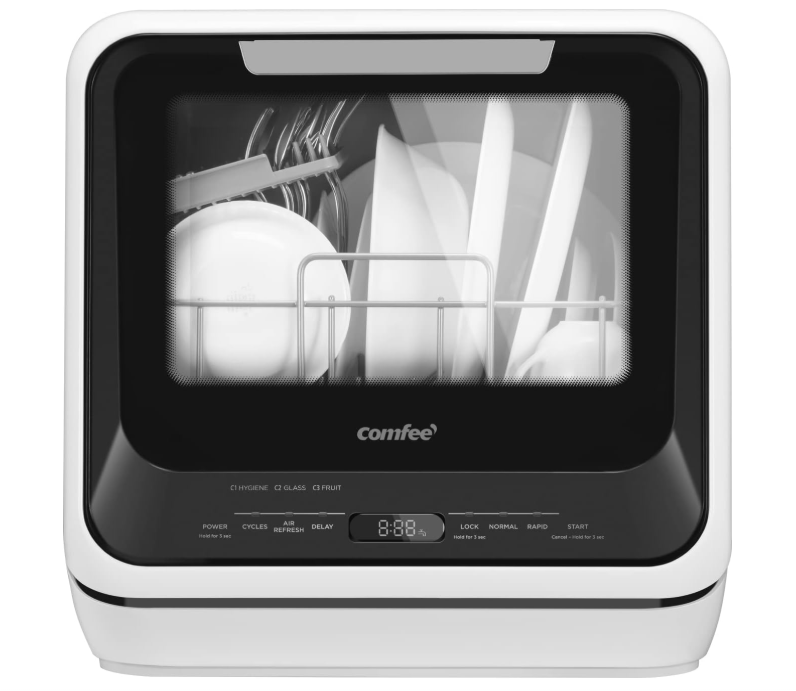 COMFEE Portable Countertop Dishwasher, 5L Built-In Water Tank, Black
