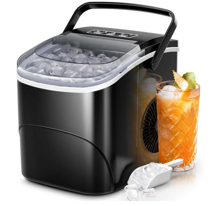 Electactic Countertop Ice Maker, 26 lbs/Day, Self-Cleaning, Black