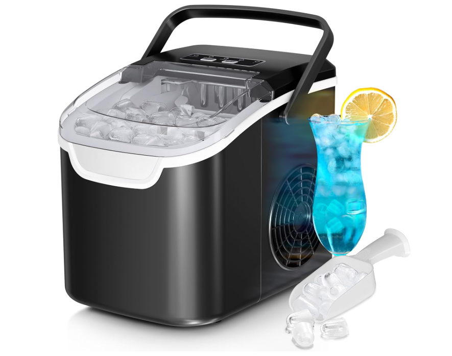 Antarctic Star Countertop Ice Maker, 26 lb/Day, 2 Ice Sizes, Black
