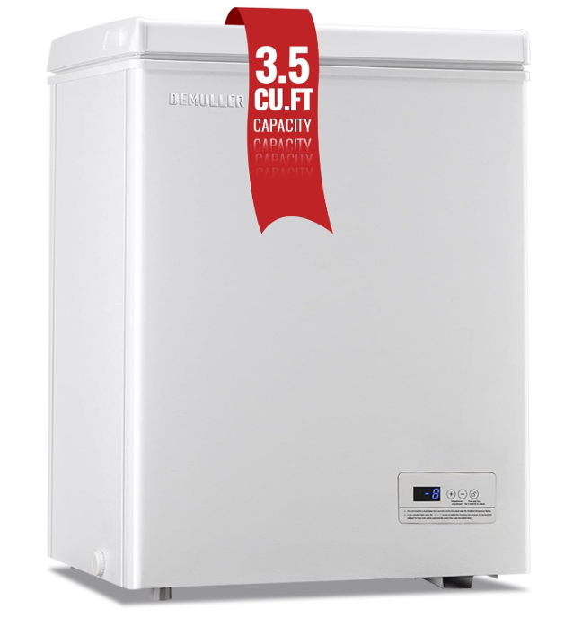 DEMULLER 3.5 Cu.Ft Chest Freezer, Digital Temperature Control, White